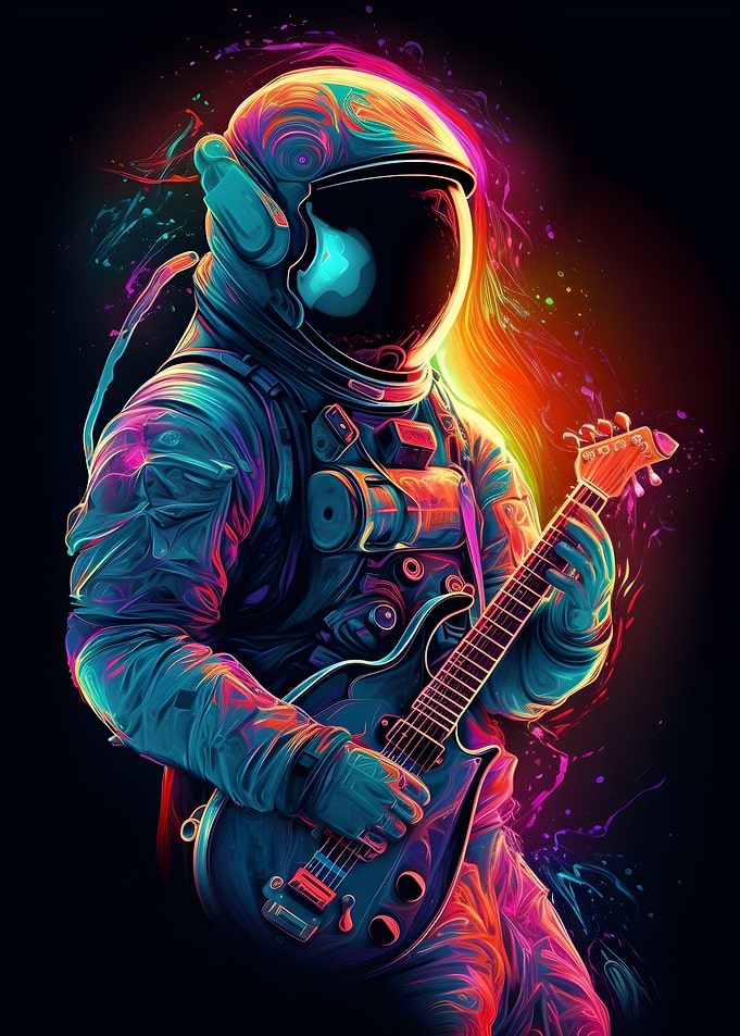 Astronaut Playing Guitar