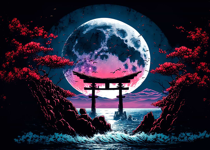 japanese landscape moon