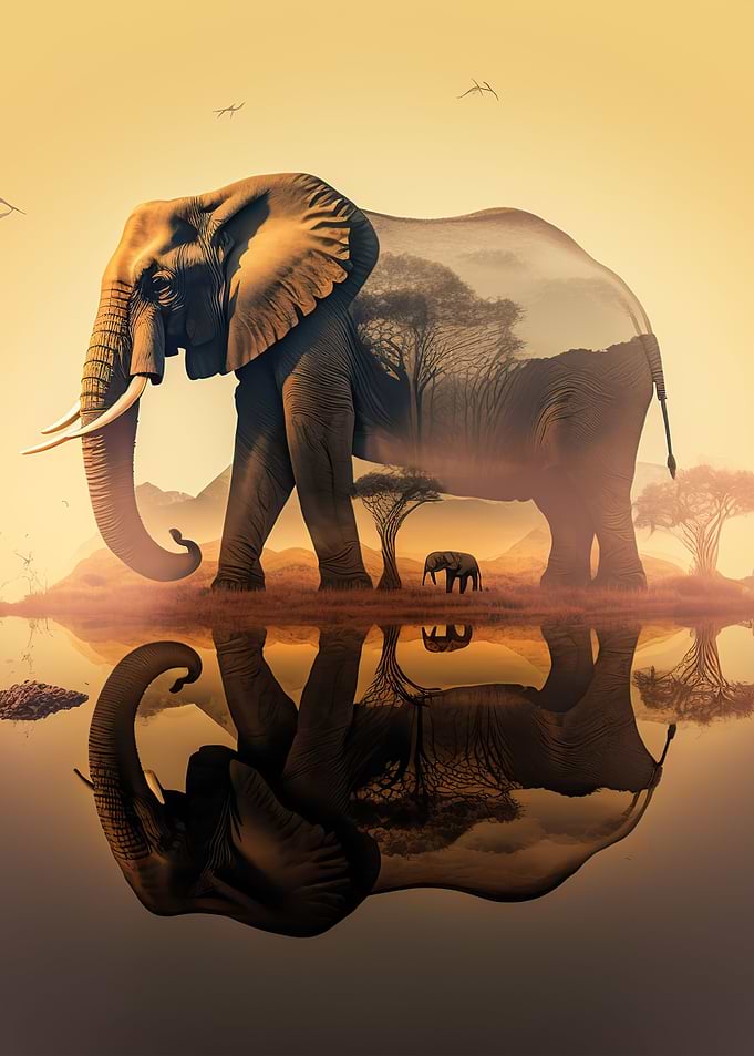 Elephant Sunset Animal