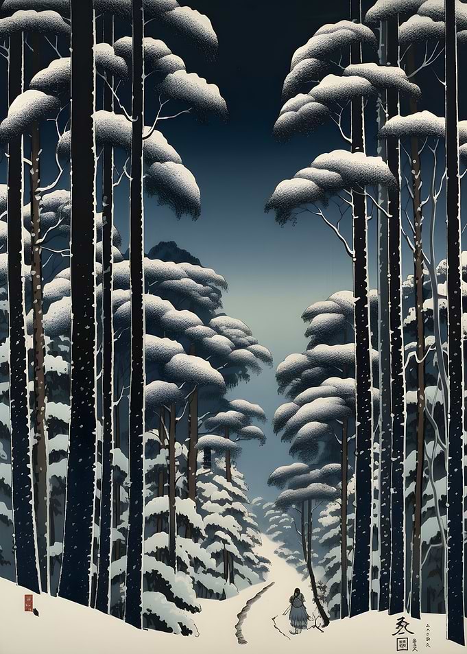 Winter forest Ukiyo E