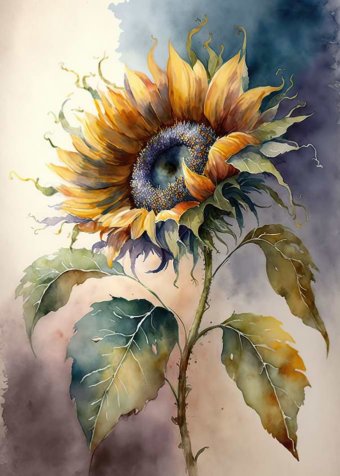 Watercolour sunflower