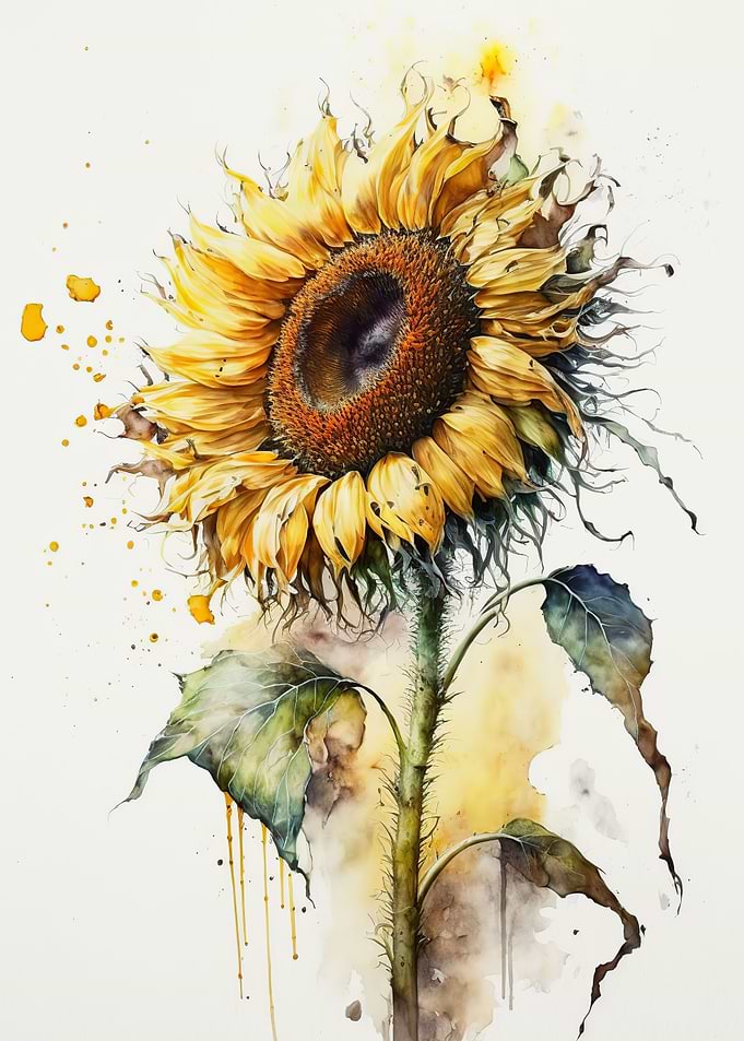 Watercolour sunflower