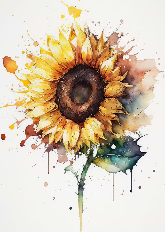 Watercolour sunflower