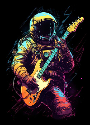 Astronaut Playing Guitar