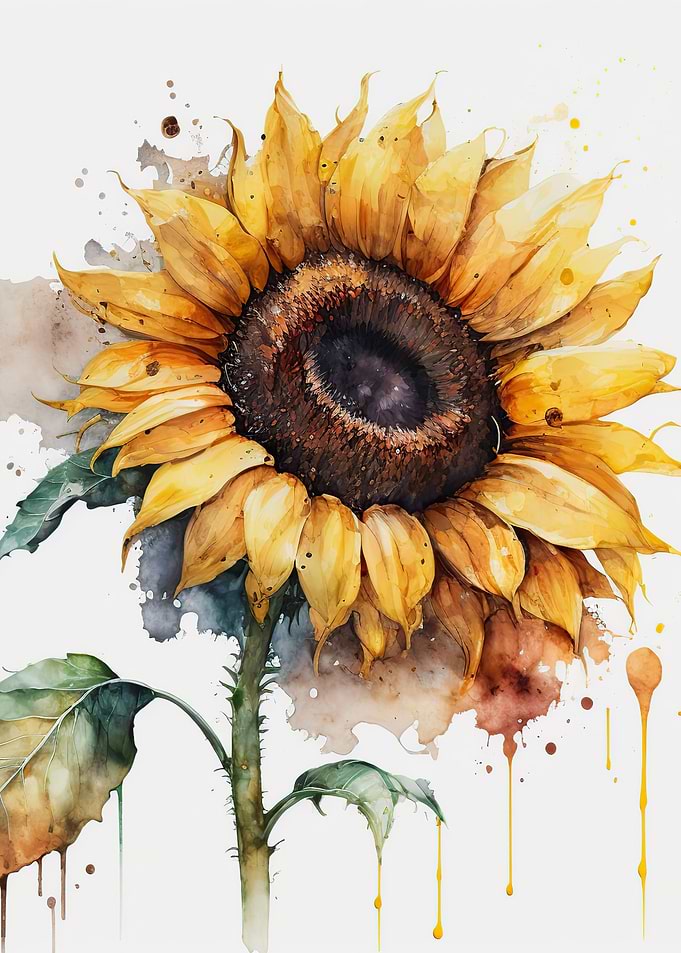 Watercolour sunflower