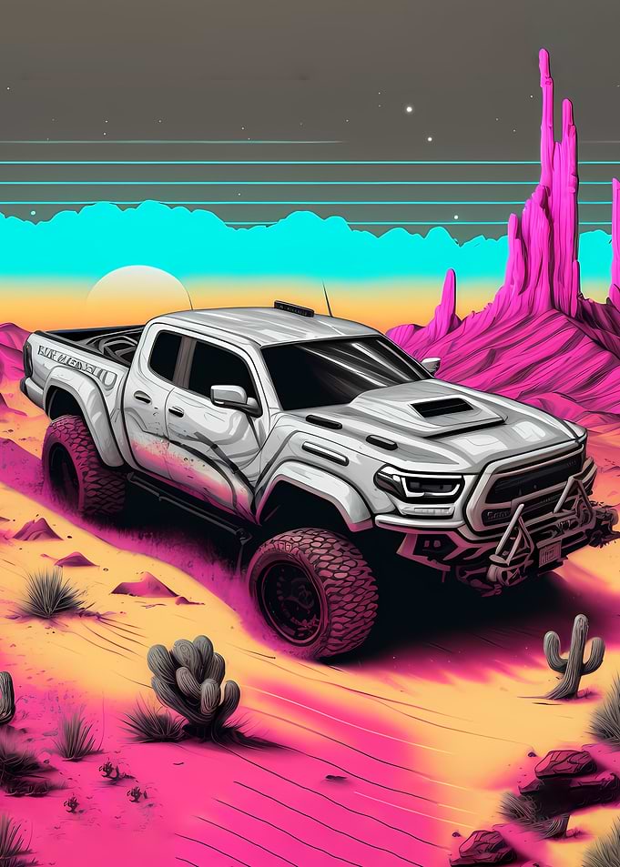 Colorful Retro Car 80s