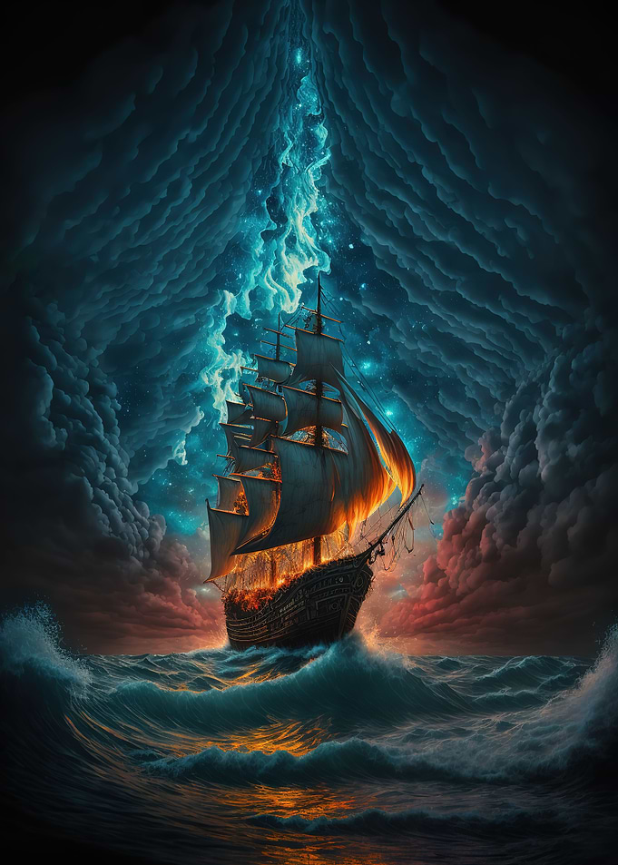 boat moon night