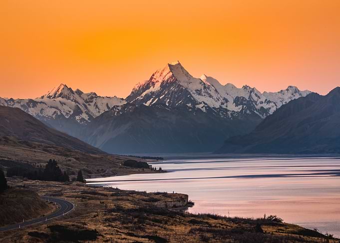 Mountains Sunset at Lake