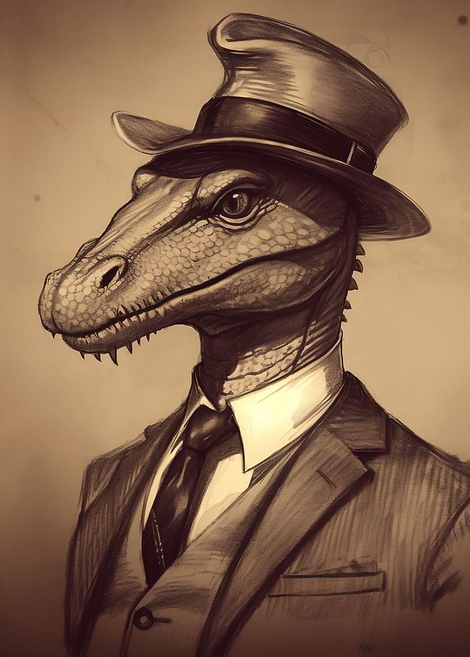 Dragon in Suit and Cap