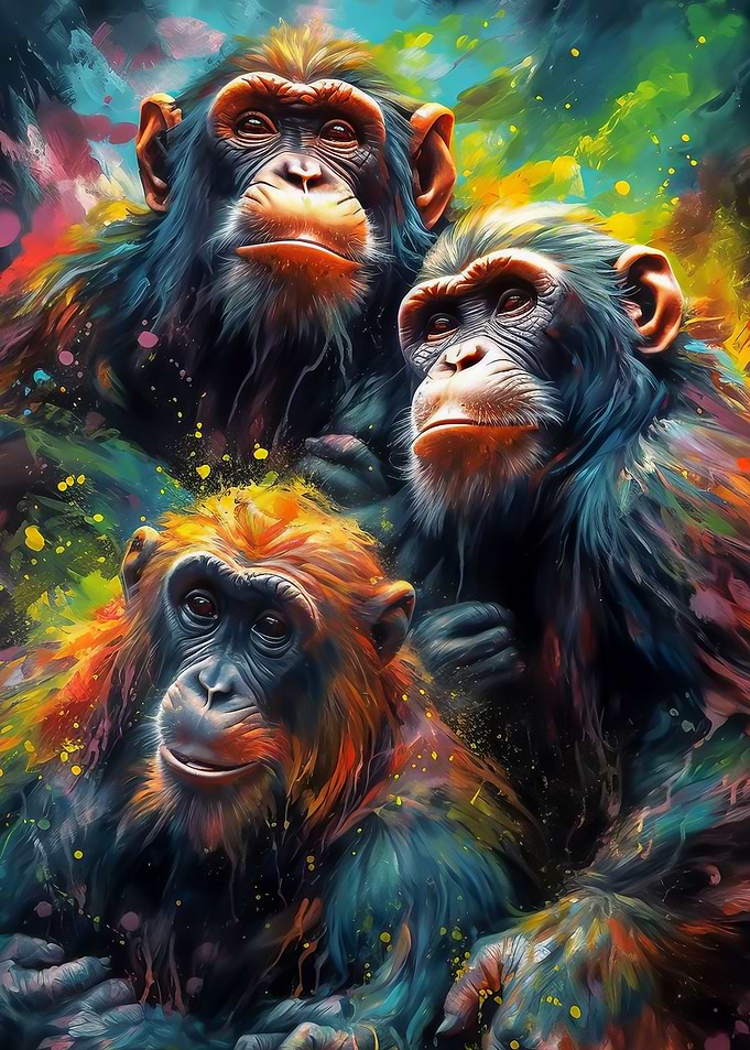 Monkeys painting
