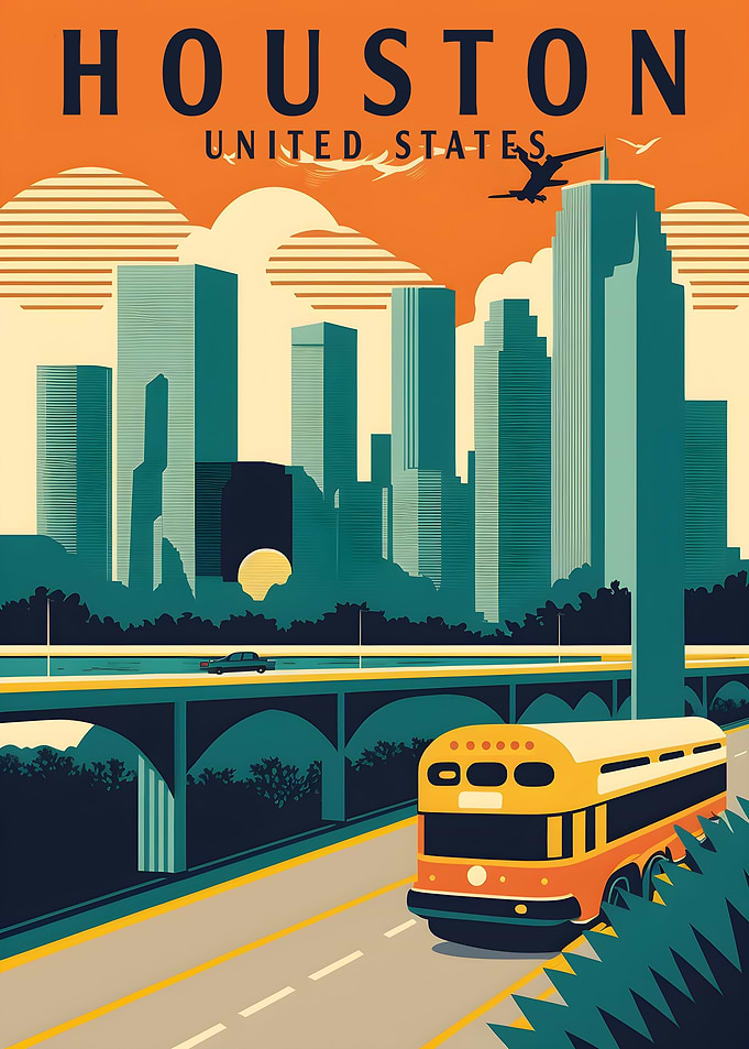 Houston Texas Travel Art