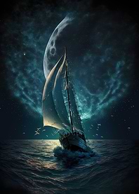 boat moon night