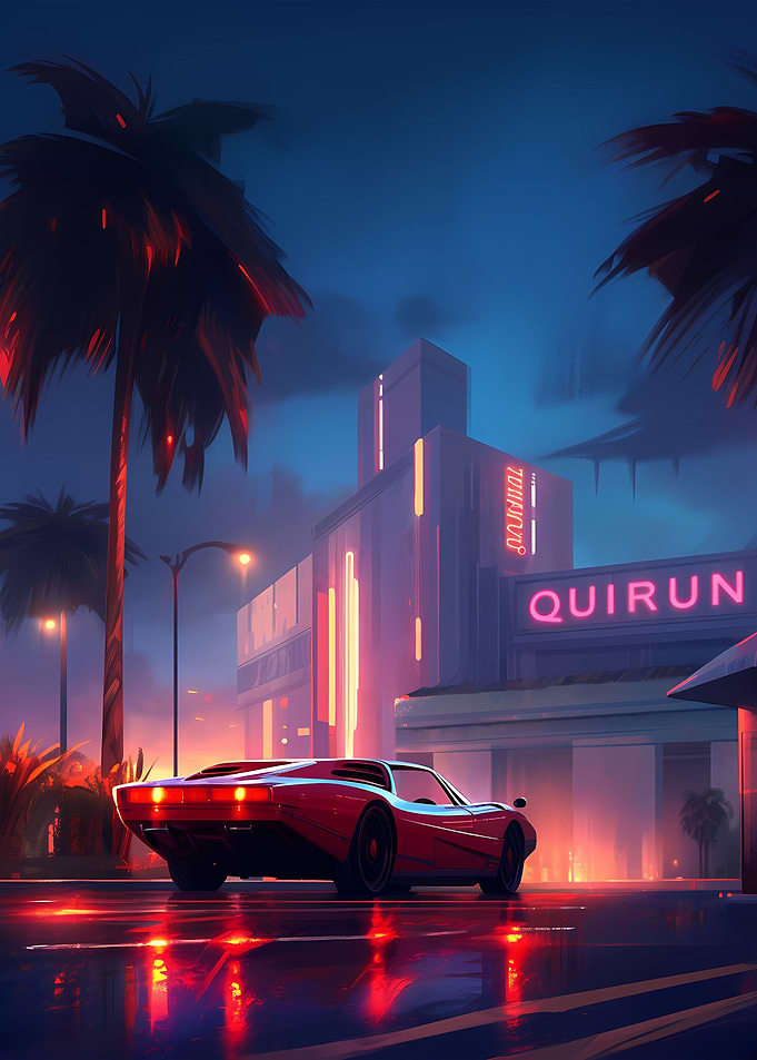 Retro Car 80s Neon