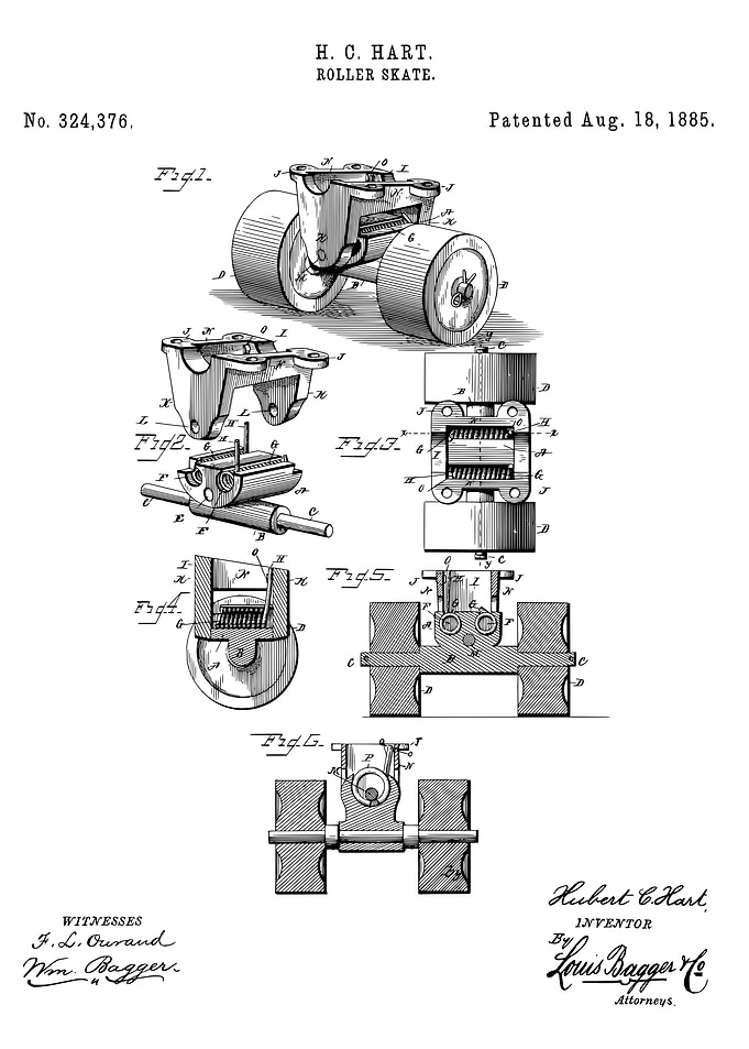 Roller skate patent 1885