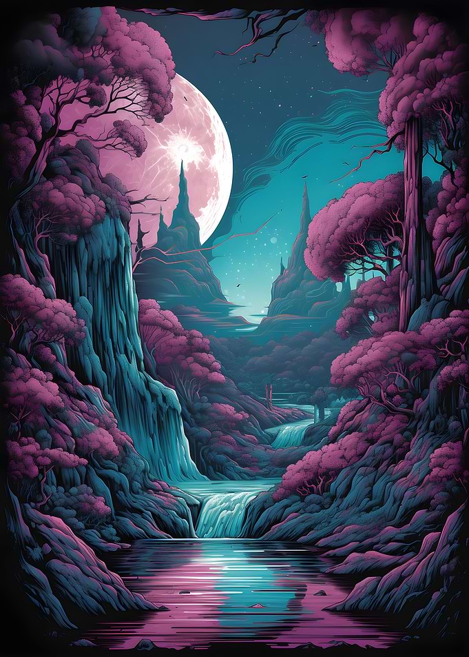 Japan Landscape Neon Art