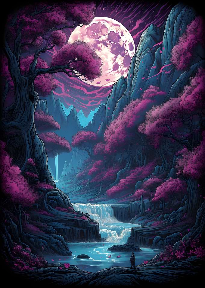 Japan Landscape Neon Art