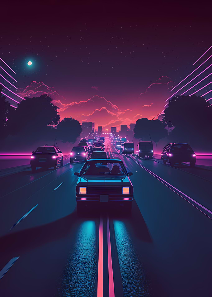 Colorful Car 80s Vintage