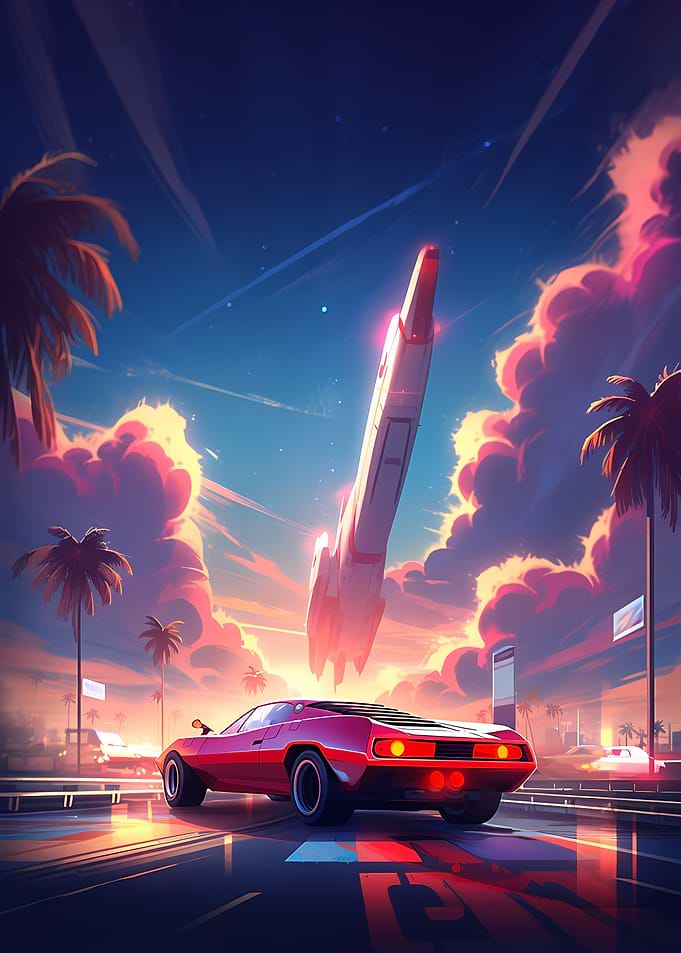 Vintage Retro Car 80s