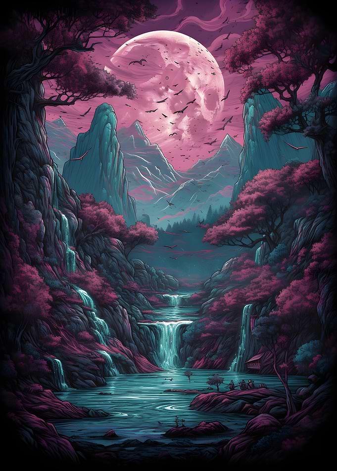 Japan Landscape Neon Art