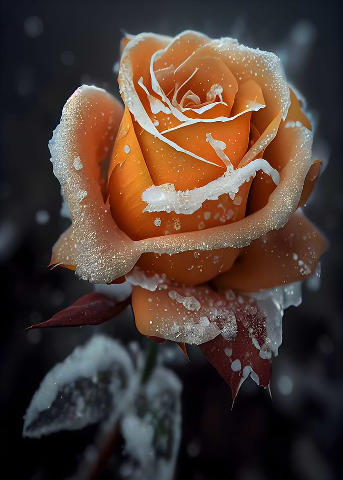 Orange Rose in Winter