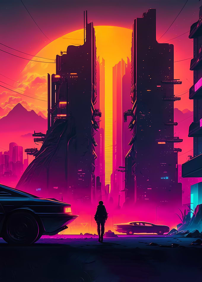 City Retro Car 80s Neon