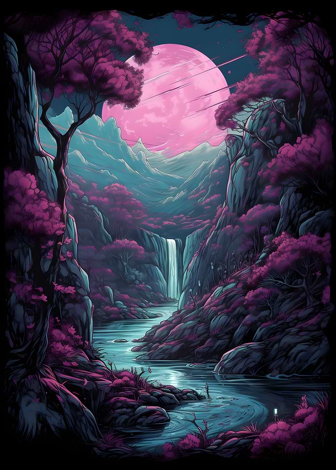 Japan Landscape Neon Art