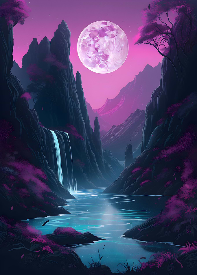 Japan Landscape Neon Art