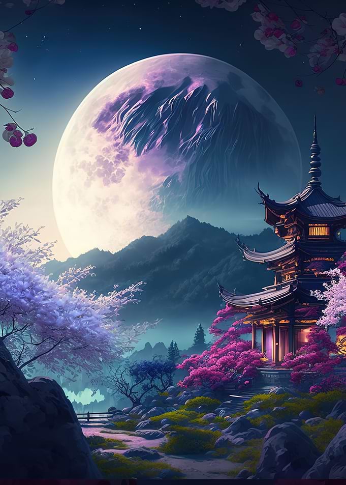 japanese landscape moon
