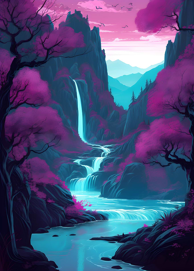 Japan Landscape Neon Art