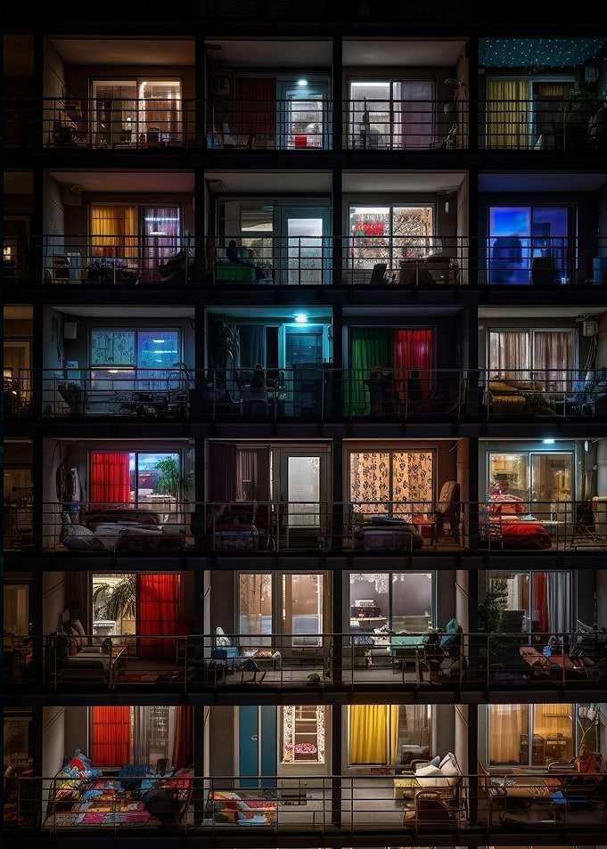 A Nighttime View Balconies