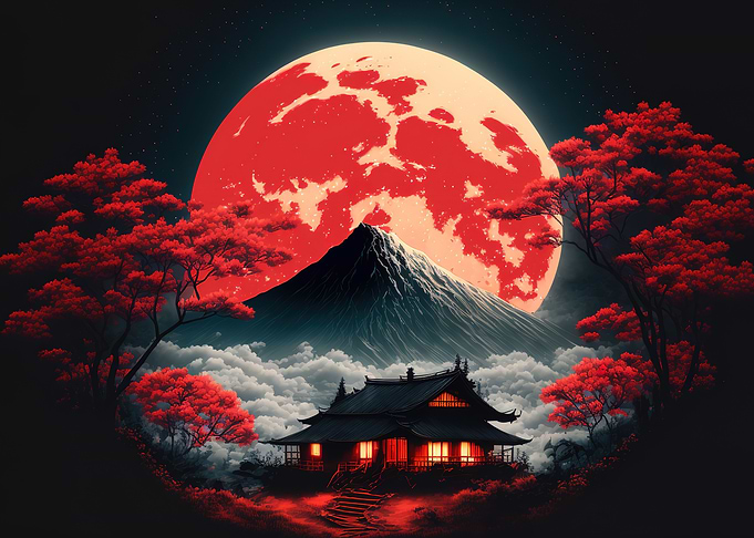 japanese landscape moon