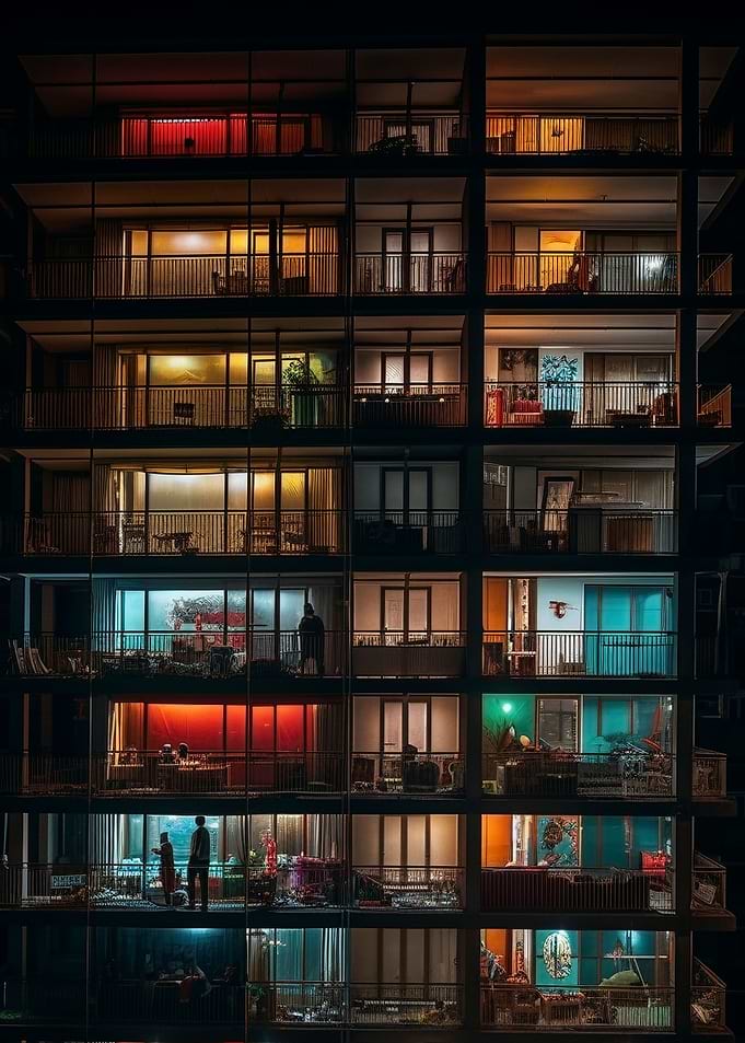A Nighttime View Balconies