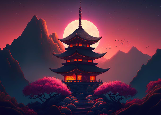 japanese landscape moon
