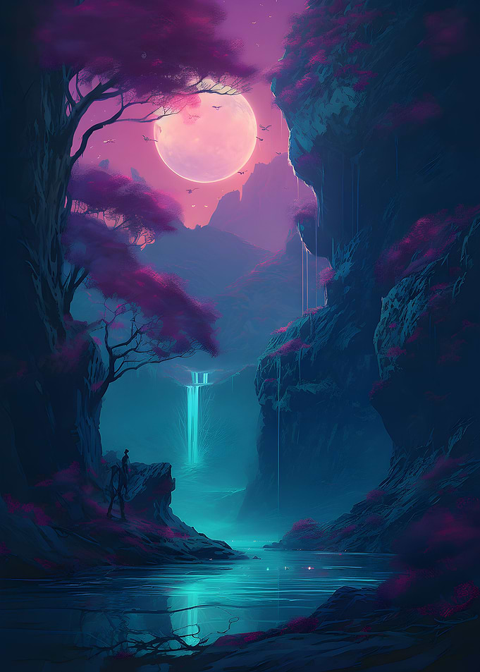 Japan Landscape Neon Art