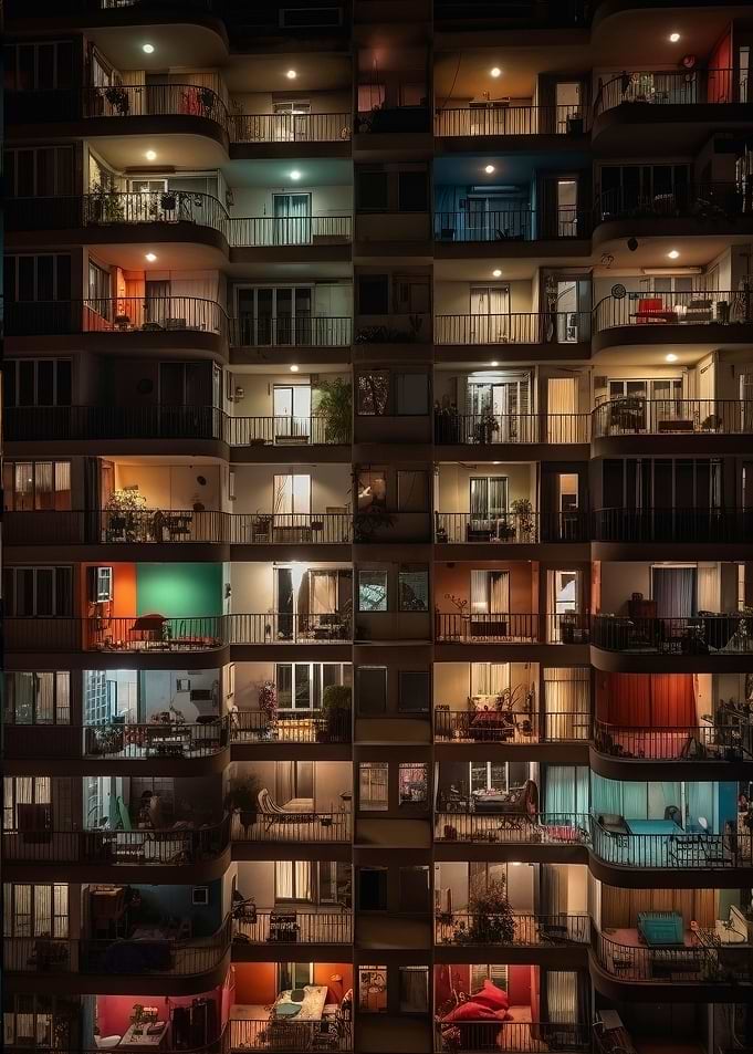 A Nighttime View Balconies