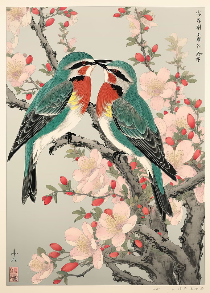Vintage Love Birds