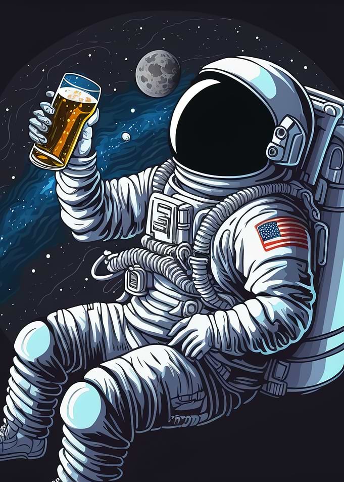 Funny astronaut with beer