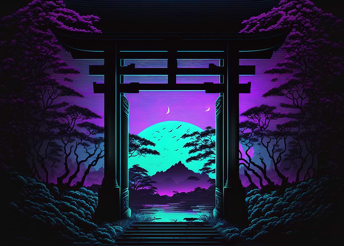 japanese landscape moon