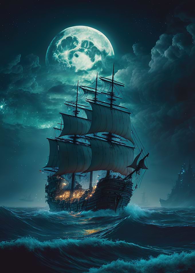 boat moon night