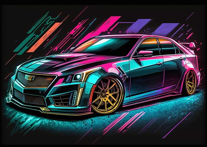 Neon Painted Cadillac CTSV