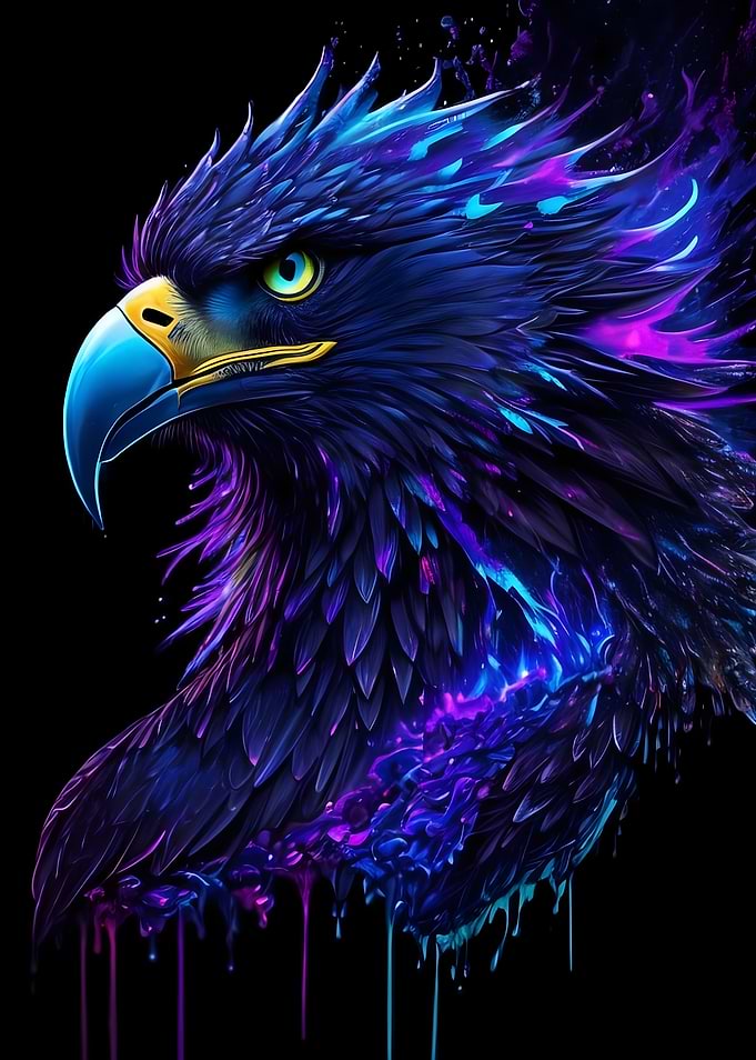 Neon Eagle Portrait