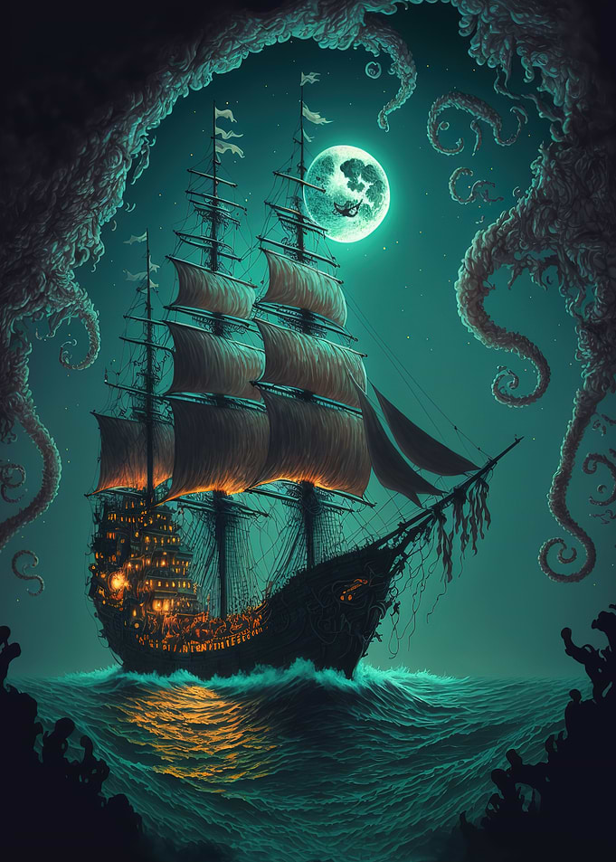 boat moon night