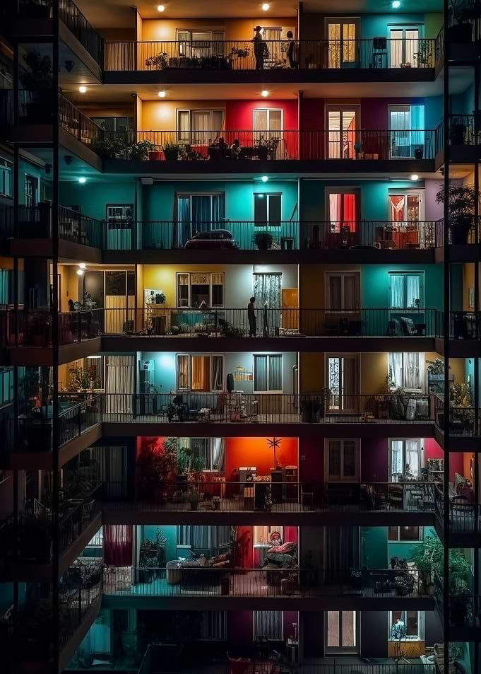 A Nighttime View Balconies