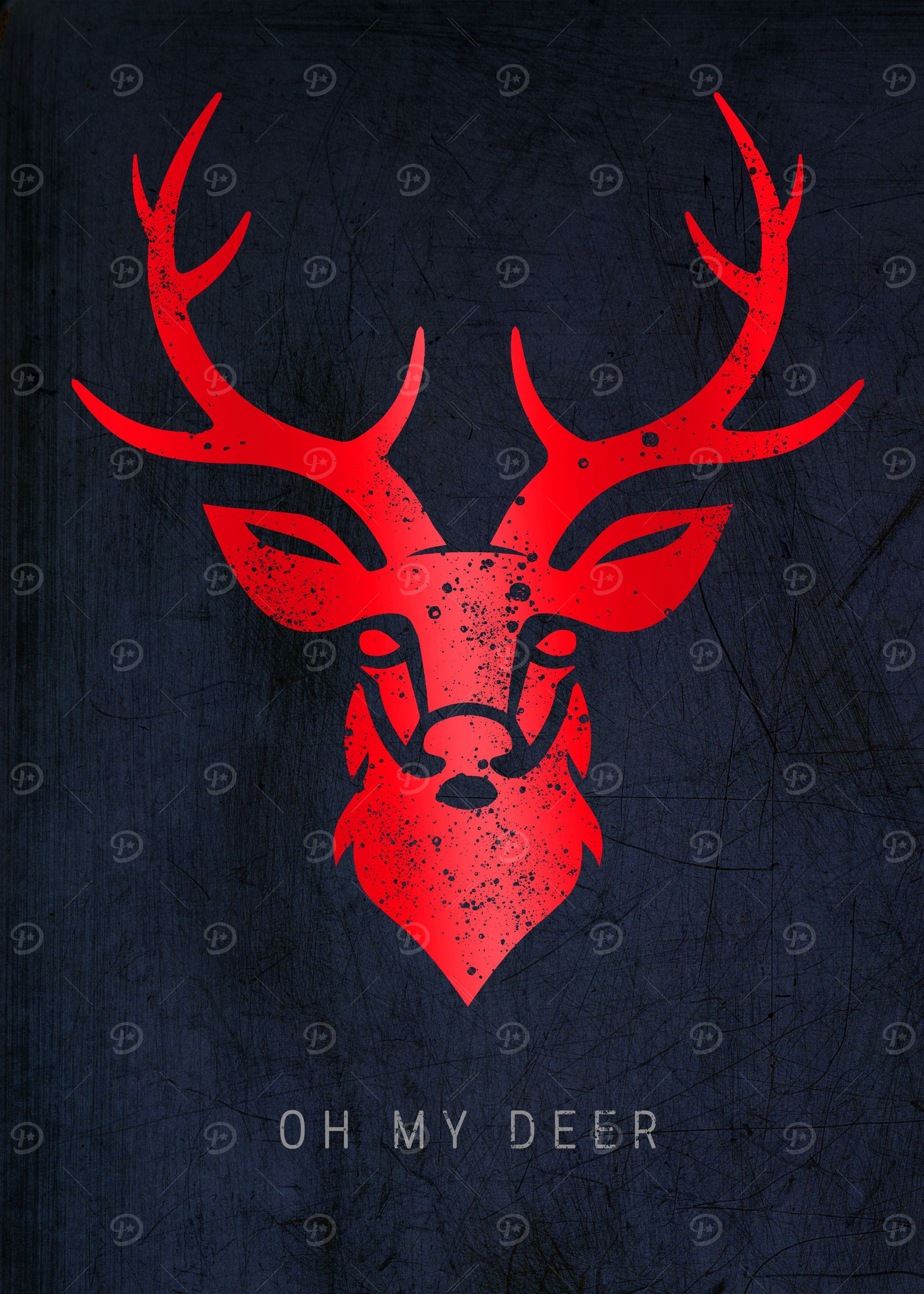 Deer Antlers Retro Stag