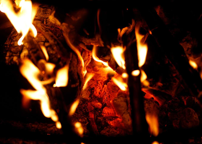 Fire grill flames closeup