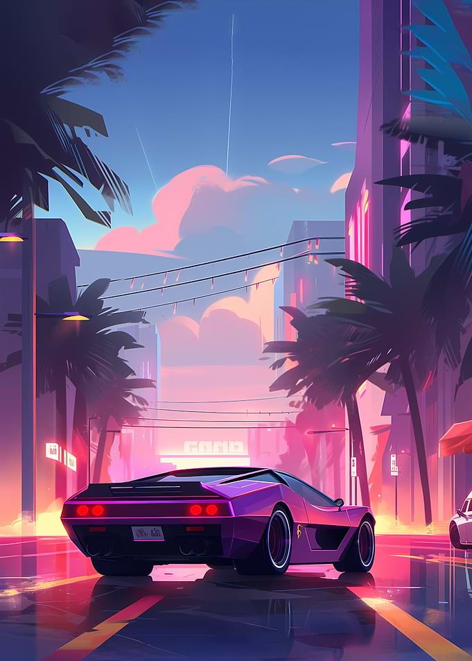 Car 80s Retro City
