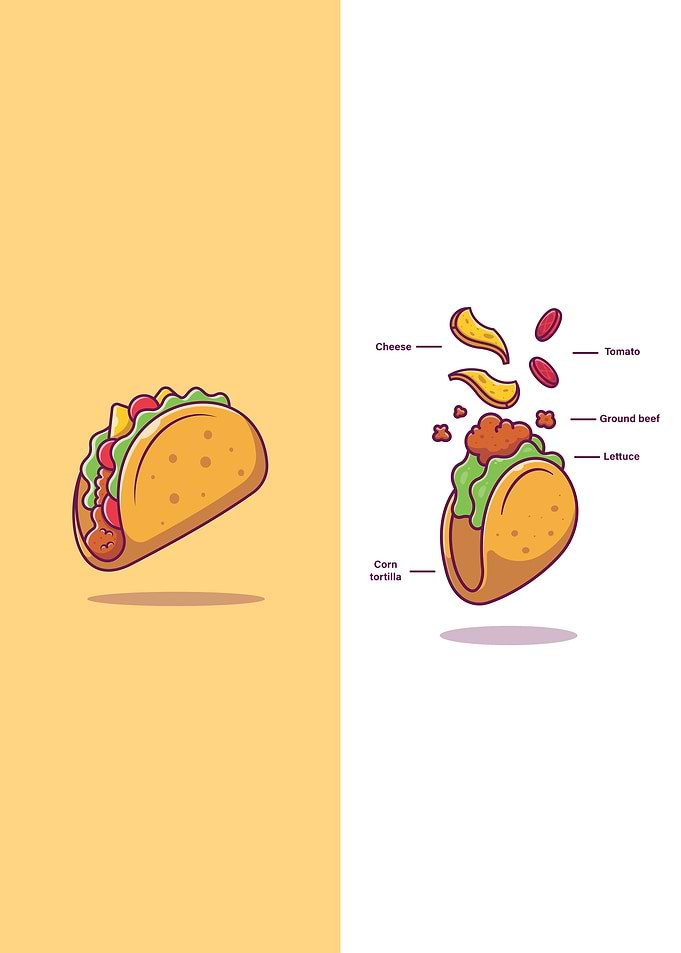 Taco Ingredients Cartoon