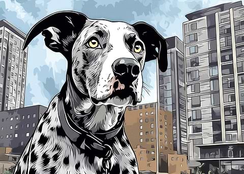 The Watchful City Hound — kids room metal wall art