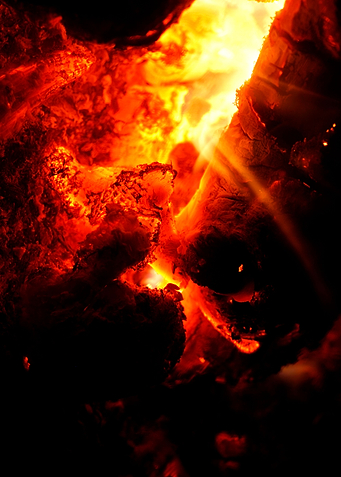 Fire grill flames closeup