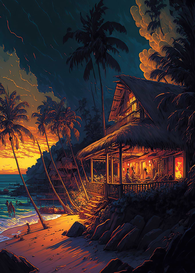 Coastal Village Landscape